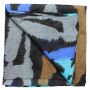 Cotton Scarf - zebra pattern 01 - blue-grey-brown-black - squared kerchief