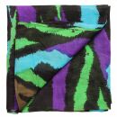 Cotton Scarf - zebra pattern 01 - green-purple-brown-black - squared kerchief