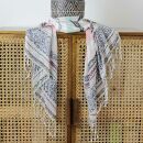 Shawl - multicolored - sophisticated pattern with fringes - 57x180 cm