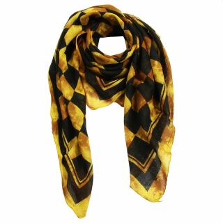 Sciarpa di cotone - quadri 3 marrone batik - nero - foulard quadrato