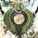 Porta incenso a cono - portacandele - figura - Shiva e Ganesha - ottone - verde