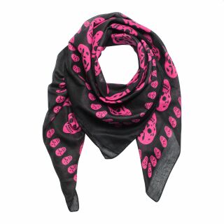 Pañuelo de algodón - Calaveras 1 negro - rosa - Pañuelo cuadrado para el cuello