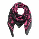 Cotton Scarf - Skulls 1 black - pink - squared kerchief