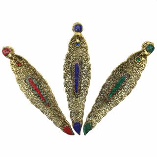 Incense stick holder - 1 piece - leaf - metal - gold coloured - mosaic decoration - elephant