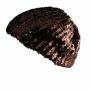 Paillettenmütze - braun - kakao - elastische Mütze aus Pailletten