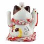 Agitando gato chino - Porcelana 30 cm blanco - Maneki Neko de alta calidad 05