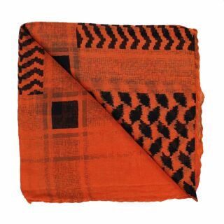 Pañuelo de algodón - Motivo de Kufiya - Keffiyeh 1 mandarin - negro - Pañuelo cuadrado para el cuello