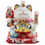 Agitando gato chino - Porcelana 30 cm blanco - Maneki Neko de alta calidad 06
