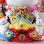 Gatto della fortuna - Gatto cinese - Porcellana 30 cm bianco - Maneki Neko di alta qualità 06