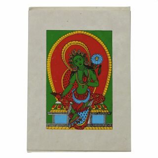 Grußkarte - Postkarte - Karte - handmade - natural recycled Paper - Green Tara