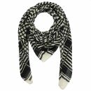 Cotton Scarf - Kufiya pattern 2 black - white - squared...