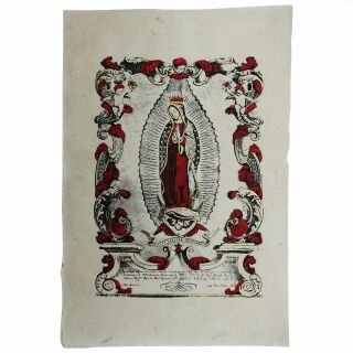 Poster - Plakat - Religiöse Motivposter - handprinted - Lokta-Papier - Madonna - Maria 02