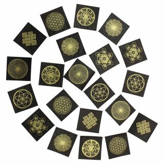 10,5x10,5cm Gebetsfahne Heilige Geometrie bunt Chakrafarben Papier ca 