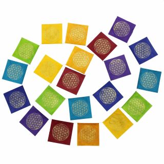 Prayer flag - flag - Flower of life - multicoloured - chakra colours - paper - approx. 10,5 x 10,5 cm