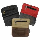 Smooth leather tobacco pouch with ribbon - black - tobacco pouch - twist pouch