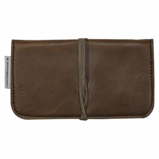Smooth leather tobacco pouch with ribbon - brown - tobacco pouch - twist pouch