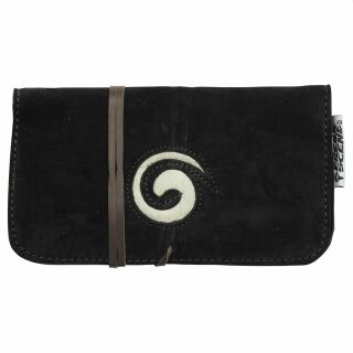 Suede tobacco pouch with ribbon - black - tobacco pouch - twist pouch - curls 07