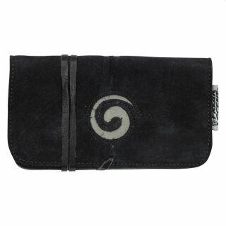 Suede tobacco pouch with ribbon - black - tobacco pouch - twist pouch - curls 09