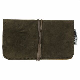 Suede tobacco pouch with ribbon - brown - tobacco pouch - twist pouch