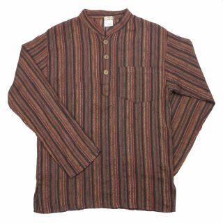Cotton shirt - Shirt - model 02 - stripes red-brown