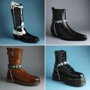 Leather boot chain - gemstones 02 - black