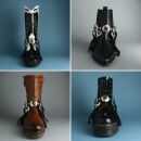 Stiefelkette aus Leder - Conchas klassisch mit Fransen - schwarz