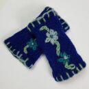 Armstulpen Wollstulpen Kinder Stulpen Handschuhe  Blumenmuster blau