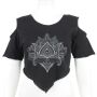 Top mit Cut Outs - Crop Top - Shirt - ärmellos - Lotus Blume - schwarz