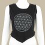 Top con ritagli - Crop Top - Camicia - senza maniche - Fiore della vita - nero