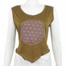 Top with cut outs - Crop Top - Shirt - sleeveless - Flower of life - brown
