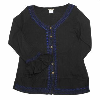 Ladies blouse - Shirt - Embroidery - 3/4 sleeve - Boho - black
