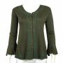 Ladies blouse - Shirt - Embroidery - 3/4 sleeve - Boho - olive green
