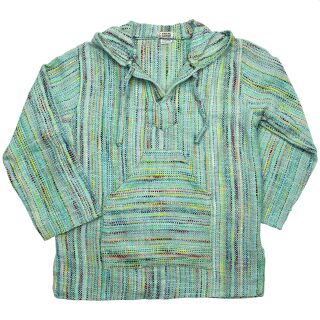 Poncho - suéter - capa - tiro - étnico - azul-multicolor