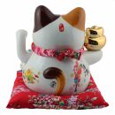 Agitando gato chino - Porcelana 21,5 cm blanco - Maneki Neko de alta calidad 02