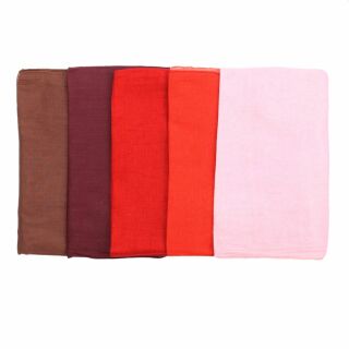 Set of 5 Cotton Scarf - Lipstick - squared kerchief