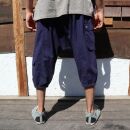 3/4 Unisex harem pants - bloomers - Sarouel with button front - Yogi Pants - Cargo pants - blue-navy