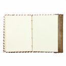 Libreta de cuero - marrón claro - cuaderno de bocetos - diario - flor de loto - mano que reza