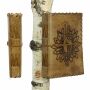 Libreta de cuero - marrón claro - cuaderno de bocetos - diario - flor de loto - mano que reza