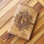 Leather notebook - light brown - sketchbook - diary - lotus flower - praying hand