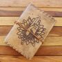 Leather notebook - light brown - sketchbook - diary - lotus flower - praying hand