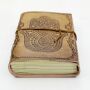 Libreta de cuero - marrón claro - cuaderno de bocetos - diario - Fatimas Hand - Hamsa
