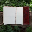 Taccuino in pelle - marrone rossiccio - quaderno per schizzi - diario - con pietra - Mandala 01