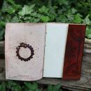 Libreta de cuero - marrón rojizo - cuaderno de bocetos - diario - con piedra - Mandala 01