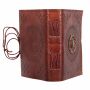 Leather notebook - reddish brown - sketchbook - diary - with stone - Mandala 02