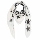 Pañuelo de algodón - Estrellas y mariposa blanco - negro - Pañuelo cuadrado para el cuello