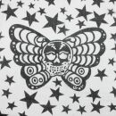 Pañuelo de algodón - Estrellas y mariposa blanco - negro - Pañuelo cuadrado para el cuello