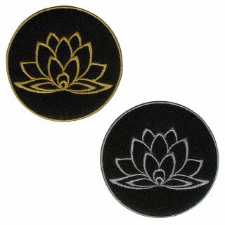 Aufnäher - Lotus Blume - Blüte - gold oder silber - Patch