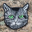 Aufnäher - Katzen Kopf - Augen grün - Patch
