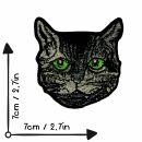 Aufnäher - Katzen Kopf - Augen grün - Patch