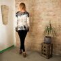 Langarmshirt mit V-Ausschnitt in Wickeloptik - Longsleeve - Raffung Batik - Tie Dye - Jersey